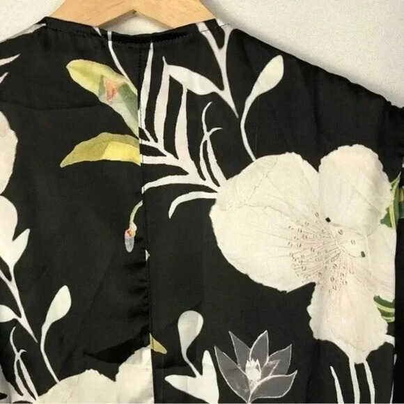 LoboRosa Black Floral Wrap Midi Dress XL - Picture 6 of 7